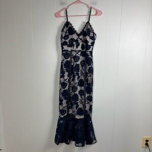 Lulu's Navy Floral Lace Maxi Dress